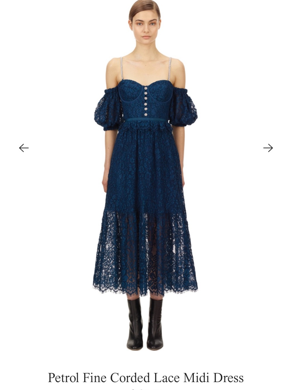 Self Portrait Petrol Blue Lace Midi Dress